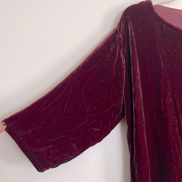 Eileen Fisher burgundy velvet tunic with pockets size petite large - Picture 3 of 8
